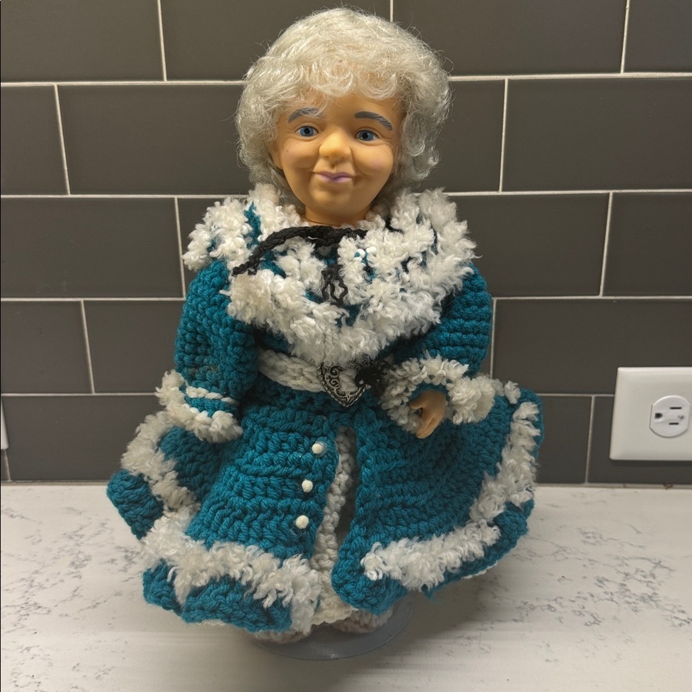 Vintage Mrs. Santa Claus decoration crochet dress holiday decor